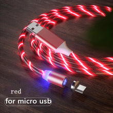 Load image into Gallery viewer, Magnetic charging Mobile Phone Cable USB Flow Luminous Lighting Data Wire for Samsung Huawei LED Micro cable