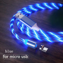 Load image into Gallery viewer, Magnetic charging Mobile Phone Cable USB Flow Luminous Lighting Data Wire for Samsung Huawei LED Micro cable