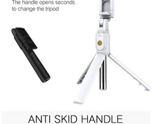 Load image into Gallery viewer, 3 in 1 Wireless Bluetooth Selfie Stick foldable Mini Tripod Expandable Mono pod with Remote Control for ANY SMART PHONE