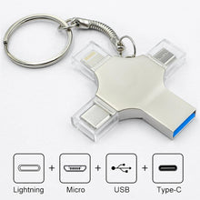 Load image into Gallery viewer, Comaaccessories 4in1 Pen Drive OTG Usb Flash Drive 3.0 Type-c For Iphone ipad Android Smart Phone Tablet PC 16g 32g 64g 128g 256gb Pendrive