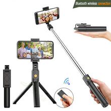 Load image into Gallery viewer, 3 in 1 Wireless Bluetooth Selfie Stick foldable Mini Tripod Expandable Mono pod with Remote Control for ANY SMART PHONE
