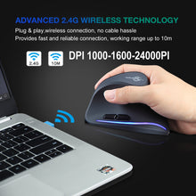 Load image into Gallery viewer, Rechargeable Wireless Mouse Gamer Ergonomic Optical 2.4G 1000/1600/2400 DPI USB Vertical Mice For PC Gaming
