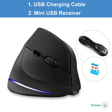 Load image into Gallery viewer, Rechargeable Wireless Mouse Gamer Ergonomic Optical 2.4G 1000/1600/2400 DPI USB Vertical Mice For PC Gaming
