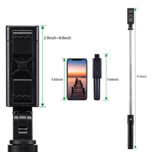 Load image into Gallery viewer, 3 in 1 Wireless Bluetooth Selfie Stick foldable Mini Tripod Expandable Mono pod with Remote Control for ANY SMART PHONE
